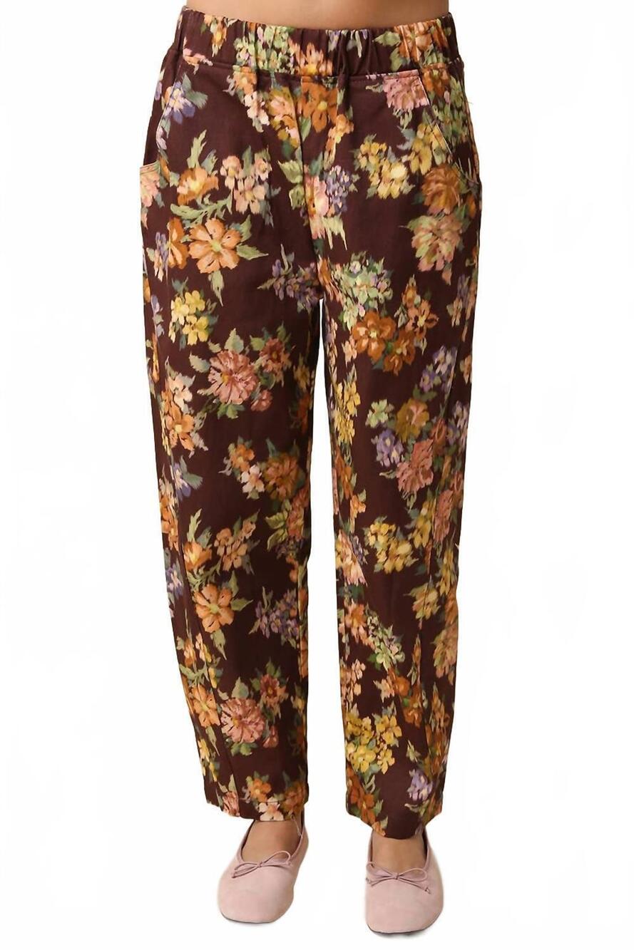 NEW OLIVACEOUS floral barrel pants in multi